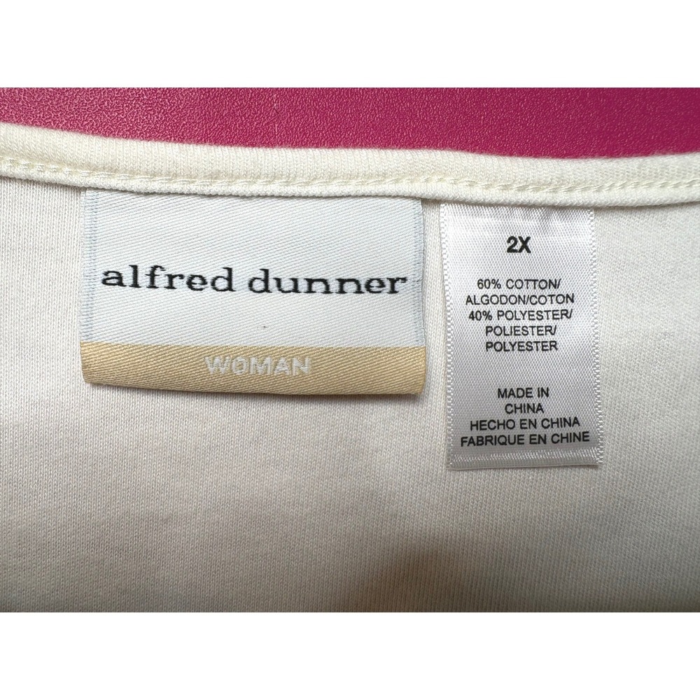 ALFRED DUNNER Ivory Beaded Embroidered Tree Top 2X Nature Cottagecore Earthy - Picture 4 of 9